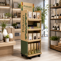 Étagère de présentation en carton ondulé sur mesure à 4 niveaux pour les produits d'aromathérapie, les magasins de détail