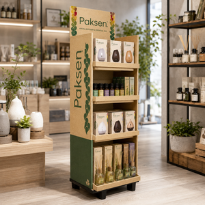 Exhibidor de Cartón Corrugado de 4 Niveles Personalizado para Productos de Aromaterapia en Tiendas Minoristas - Product Image 1