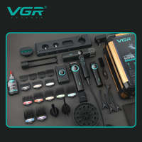 VGR Kit Profesional 4 en 1 para el Cabello, Alimentado por USB, 9000 RPM, Afeitadora de Barba, Recortadora, Secador de Pelo, Batería de Iones de Litio, Pantalla LCD, Juego Completo
