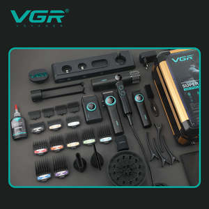 ชุดอุปกรณ์ตัดแต่งขน 4-in-1 รุ่น VGR สำหรับมืออาชีพ ใช้พลังงานจาก USB ความเร็ว 9000 รอบต่อนาที เครื่องโกนหนวด เครื่องตัดแต่งขน เครื่องเป่าผม แบตเตอรี่ Li-ion หน้าจอ LCD ชุดเต็ม - Product Image 2