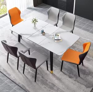 Ensemble de <span class=keywords><strong>table</strong></span> à manger moderne convertible et extensible avec plateau en pierre frittée, <span class=keywords><strong>table</strong></span> à dîner multifonctionnelle pliable avec <span class=keywords><strong>induction</strong></span> intégrée - Product Image 1