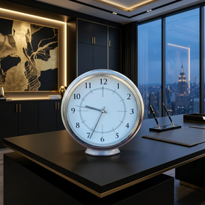 AK Brass Stainless Steel Durable Quartz Needle Analog Geometric <b>Modern</b> Table <b>Clock</b> with Stand for Desk/Shelf Decor - Product Image 2