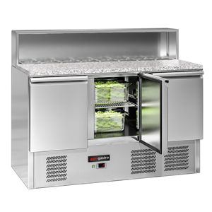GGM Gastro Saladette ECO Prep <b>Table</b> Cooling-1368mm-Triple Doors-Stainless Steel Top-Temperature Range +4C +10C-Energy - Product Image 3
