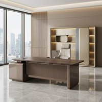 Bureau de direction moderne de luxe Aomige TL-D24B avec étagère latérale en bois, chaise en cuir et bibliothèque – Garantie 5 ans – Vente en gros