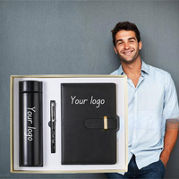 Coffret Cadeau d'Affaires WD : Carnet en Cuir PU, Stylo, Porte-Cartes, Tasse Isotherme 500ml, Batterie Externe 10000mAh, Emballage Personnalisé Sérigraphié