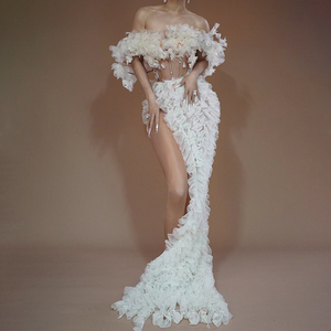 Wholesale White Flamenco Dress Midi Length Style