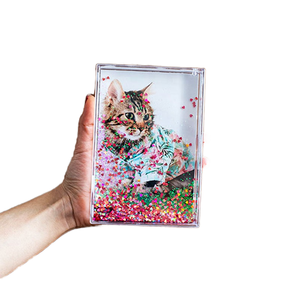 Cadre <span class=keywords><strong>photo</strong></span> boule à <span class=keywords><strong>neige</strong></span> en acrylique pailleté Cadre <span class=keywords><strong>photo</strong></span> <span class=keywords><strong>effet</strong></span> eau 4x6 pour les amis et la famille Cadeau parfait Cadres en plastique - Product Image 1