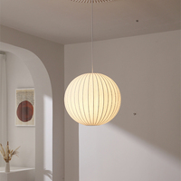Lampe suspendue en tissu imitation soie côtelé vertical rond, luminaire suspendu en fer pour salle à manger, chambre, café, décoration intérieure Wabi Sabi