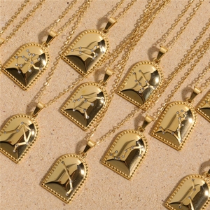 Collier <span class=keywords><strong>personnalisé</strong></span> <span class=keywords><strong>Horoscope</strong></span> 12 signes du zodiaque en forme de cloche, plaqué or, acier inoxydable, zircone cubique, bijoux de mode - Product Image 2