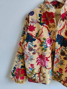 Excellent Quality Yellow Bird Print <b>Velvet</b> Jacket Bohemian <b>Velvet</b> <b>Quilted</b> Coat for Trendy Winter Fashion for Good Price - Product Image 4
