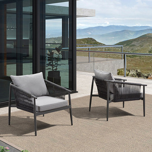 Ensemble de meubles de patio modernes 4 pièces, ensemble de canapés <span class=keywords><strong>en</strong></span> aluminium et corde pour jardin, balcon, terrasse, adapté aux espaces extérieurs - Product Image 2