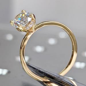 GIA鑑定済みCVD HPHTラボグロウン人工ダイヤモンド14金18金無垢ゴールドリング婚約指輪女性用隠しハローオーバルカット - Product Image 3