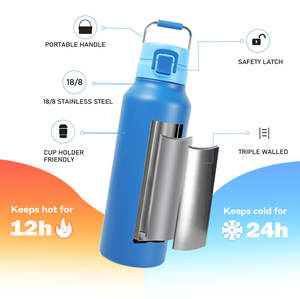Northfox Nouveau Design Thermos à Double Paroi en Acier Inoxydable 24oz avec <span class=keywords><strong>Bouchon</strong></span> à <span class=keywords><strong>Paille</strong></span> et Poignée pour la Salle de Sport et les Voyages – Vente Flash - Product Image 5
