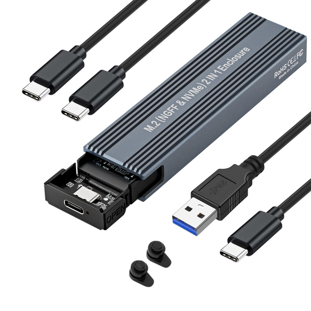 VCOM 4TB USB-C SSD Enclosure USB 3.2 Gen 2 M.2 NVMe 10Gbps M B Key for 2280/2260/2242/2230 Solid State Drive