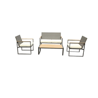 Juego de Sofás de 4 Piezas para Conversación, Muebles de Exterior, Grupos de Asientos, Sofás Listos para Enviar, Conjuntos de Lujo para Patio, Jardín y Ocio