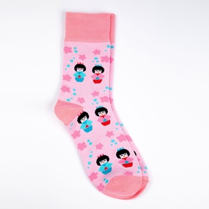 <b>Women</b> Autumn Cotton <b>Socks</b> Korean Style Fashion Trendy Custom Printed Logo Pink Simple Mid High <b>Socks</b> - Product Image 2
