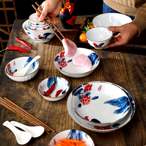 Juego de Vajilla de Porcelana de Alta Temperatura con Diseño de Gallo, Color Retro Subesmaltado, Patrón Moderno de Frutas, Ecológico, Kit de Utensilios - Product Image 2