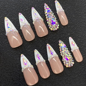 <span class=keywords><strong>Uñas</strong></span> Postizas <span class=keywords><strong>de</strong></span> Acrílico Grueso 3D <span class=keywords><strong>de</strong></span> Estilo Francés <span class=keywords><strong>de</strong></span> Lujo, Bonitas y Elegantes, Hechas a Mano, Pintadas a Mano, Forma Stiletto/Cuadrada - Product Image 4