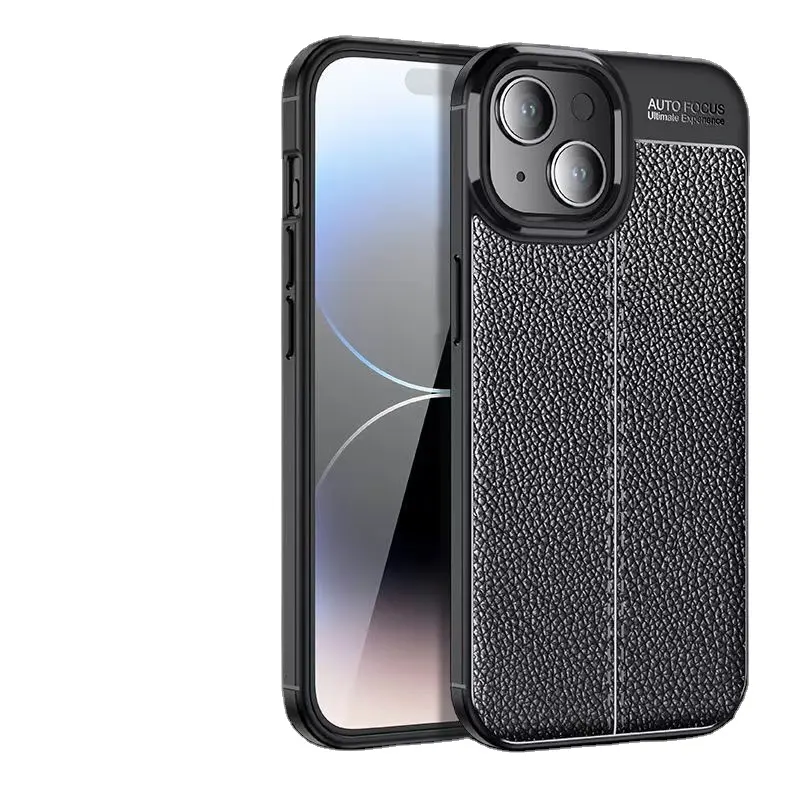 TPU 2023 Protective Thin PU Leather Phone Back Case Protector capa New Design Silicone para iPhone12 13 14 15 Para Samsung 14 15