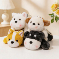 Porte-clés en peluche chiot couché gris personnalisé OEM/ODM, compagnon de bureau doux au toucher, poupée en peluche animale réaliste
