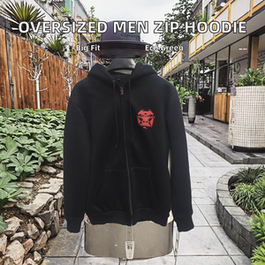 Sudadera con Capucha Negra para Hombre con Logotipo de Mono Rojo, Sudadera Informal de Forro Polar, Corte Regular, para Otoño - Product Image 2