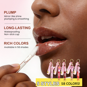 OEM/ODM Gloss à lèvres de luxe hydratant, effet repulpant, haute brillance, couleur intense, résistant à l'eau, sans transfert, 58 teintes, format porte-clés portable - Product Image 6