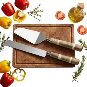 Custom Logo Engraved <b>Cake</b> Serving Tools Unique Style Stainless Steel <b>Cake</b> <b>Server</b> with Wooden Handle for Home Hotel Kitchenware - Product Image 1