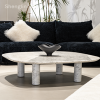 Table basse de luxe en marbre blanc de forme organique, idéale pour villas modernes, hôtels et projets d'aménagement de espaces de vie – Vente en gros