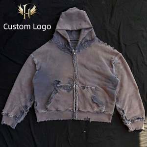 Sudadera con Capucha para Hombre, Personalizada, de Invierno, 500 GSM, 100% Algodón, Felpa Gruesa, Estampada, con Efecto Desgastado por el Sol, Lavado Ácido, Transpirable, Talla Grande - Product Image 1