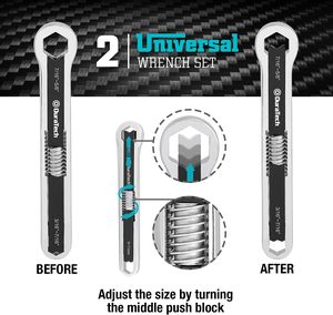 Llave Inglesa Multifuncional Ajustable de Doble Cabeza, Herramientas Manuales, Cabeza Negra, Enchufe Hexagonal - Product Image 2