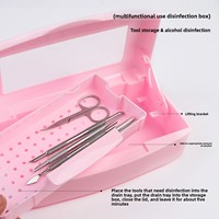 Bandeja esterilizadora de acrílico transparente reutilizable 2 en 1 para herramientas de uñas, caja de almacenamiento para desinfección, logotipo personalizado para pinzas y empujadores de uñas de salón