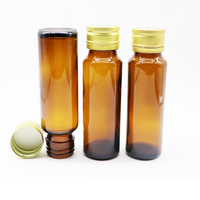 Bouteille en verre ambré de 20ml, 30ml, 50ml, 100ml pour sirop oral, avec bouchon en aluminium doré, pour compléments de collagène et enzymes, vente en gros