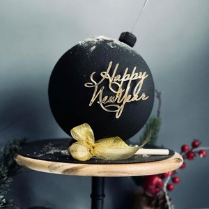 Décoration de gâteau en acrylique 'Honey And Sweetness' et 'Happy New Year' avec écriture noire et dorée, insert pour gâteau de Noël, décoration de fête des fêtes 2026 - Product Image 1