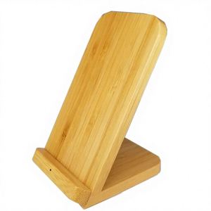 OEM Logo Modern Portable Sustainable Twin Coil Bamboo Wood <b>Electric</b> PD Fast Charging 15W Wireless Charger Stand <b>Desk</b> Organizer - Product Image 4