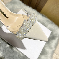 Chaussures de mariée élégantes à bout pointu, talons hauts en strass, escarpins tendance, chaussures de mariage blanches pour femmes