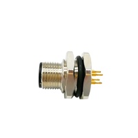 Connecteur circulaire M12 à montage sur circuit imprimé, filetage à vis pour fixation frontale, 4 broches mâle, code A