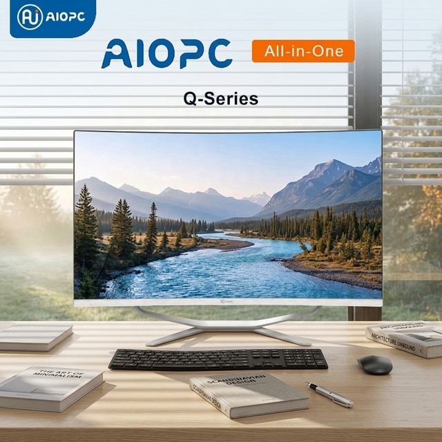 Q-Series 24/27 Inch Curved Intel Core I3/I5/I7/I9 Gaming All-in-One PC Windows Silver for Office Home