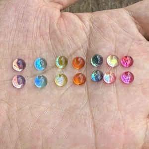 Cabochons en verre ronds de 6 mm de diamètre, irisés AB, à fond plat, semi-circulaires, embellissements colorés, strass plats brillants pour ongles - Product Image 1