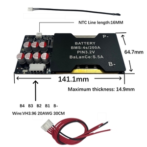 32140 บอร์ดป้องกันแบตเตอรี่ลิเธียม BMS 3.2V |   ระบบจัดการแบตเตอรี่ลิเธียมไอรอนฟอสเฟต 4S 12V |   150A/200A/300A |   ระบบปรับสมดุลแบบแอคทีฟ 5.5A - Product Image 5