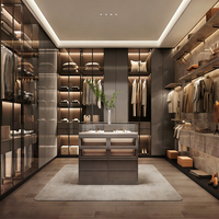 Systèmes de dressing sur mesure de luxe modernes, armoires de chambre en bois pour vêtements, placards à portes pliantes, dressing ouvert