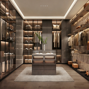 Systèmes de dressing sur mesure de luxe modernes, armoires de chambre en <span class=keywords><strong>bois</strong></span> pour vêtements, placards à portes pliantes, dressing ouvert - Product Image 3