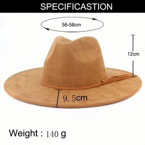 Sombreros Fedora de Gamuza al por Mayor con Ala Ancha de 10 cm para Mujer, Sombrero Jazz con Borla y Adorno de Corazón Color Durazno - Product Image 6