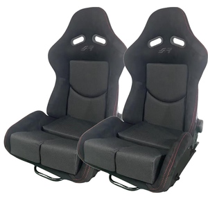เบาะคู่ Kimi Seat Pair - เบาะรถสปอร์ตคู่หนึ่ง ทำจากผ้าและไฟเบอร์กลาส สีดำ ใช้ได้กับรถทั่วไป พร้อมชุดอุปกรณ์ Simoni Racing Sled Kit - Product Image 1