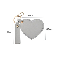 Miroir cosmétique portable en cuir PU en forme de cœur avec logo personnalisé, miroir compact de poche, porte-clés