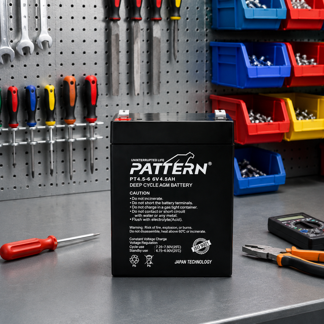 PATTERN 6V 4.5Ah Reliable Core Power Grade a Rechargeable SLA Battery for Kids Car and Emergency Light Deep Cycle AGM Battery