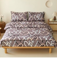 En stock 4 pièces Parure de lit classique en microfibre brossée réversible à motifs floraux 200TC 100% polyester Drap plat pour la maison et l'hôtel