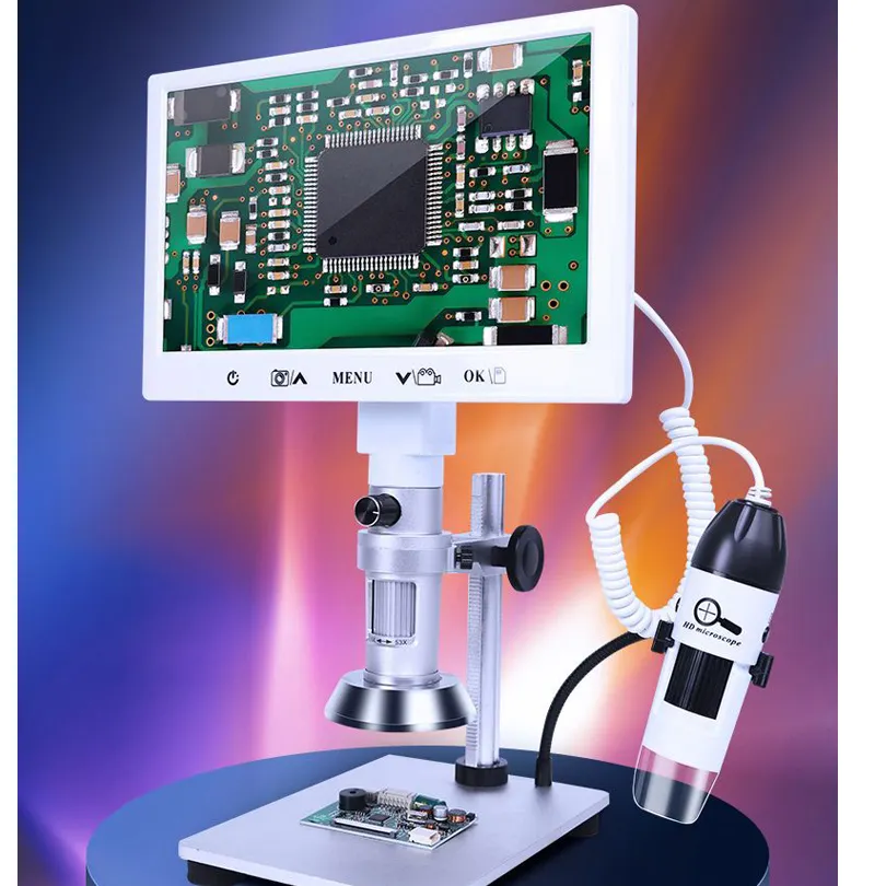 5x-53x Multiplier Industriële Microscoop Usb Digitale Microscoop Mobiele Telefoon Reparatie Taxatie Van Sieraden Microscoop 7Inch Scherm