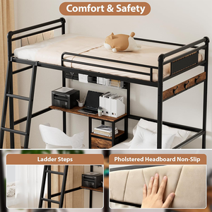 <span class=keywords><strong>Cama</strong></span> Litera de Alta Calidad, Tamaño Completo, con Soporte de Metal Resistente y Escritorio para Estudiar o Trabajar - Product Image 5