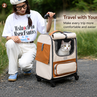 Sac à dos pour animaux de compagnie à roulettes grande capacité, écologique, pour l'extérieur, avec poignée télescopique, maille respirante, approuvé par les compagnies aériennes, pour chat et petit chien