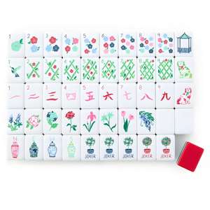 Juego de <span class=keywords><strong>Mahjong</strong></span> Americano para Fiestas con Patrones Festivos Rojos, Diseños de Mascotas Adorables, Contraste de Color Rojo y Verde - Product Image 4
